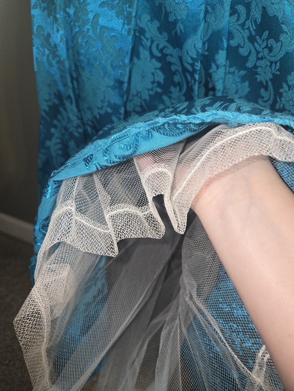Vintage Formal Renaissance Festivsl Teal Blue Corset Lace Dress, Royal Size 5/6 - Picture 8 of 9
